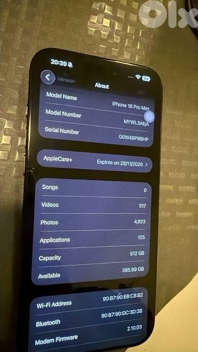 iphone 16 pro max black / 512 gb / with apple care