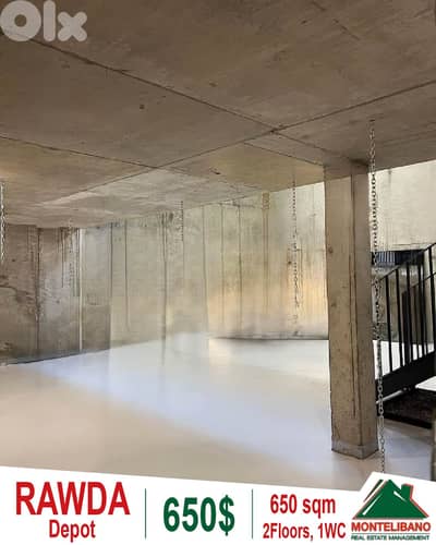 650 sqm Depot (2 Floors)  For Rent in Rawda (روضة)