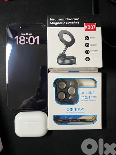 IPhone 14 Pro Max,AirPods pro1, with new cover and car stand