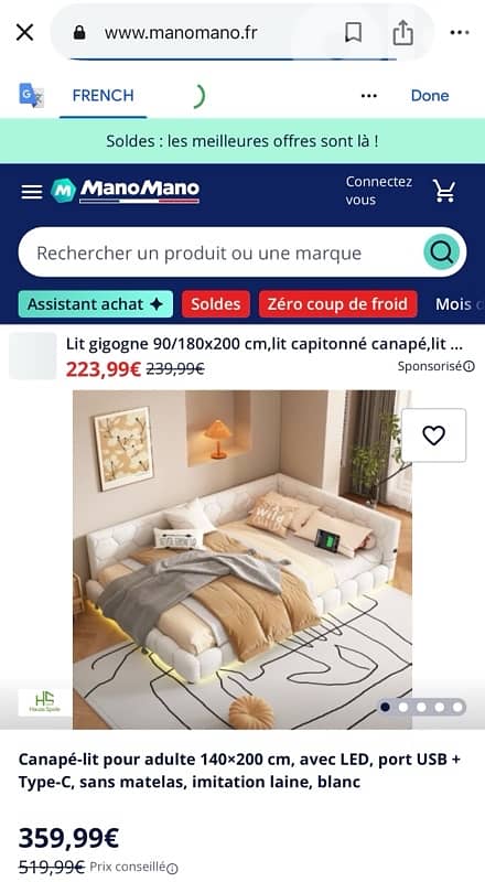 Adult sofa bed 140×200 cm, with LED 2