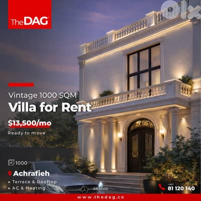 Vintage 1000 SQM Villa for Rent in Achrafieh فيلا للايجار