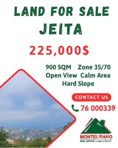 900 sqm Land For Sale in Jeita (جعيتا) with Open View