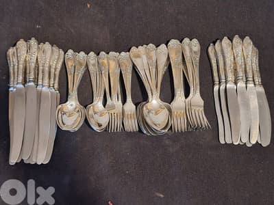 antique Russian silverware cutlery set 74 piece