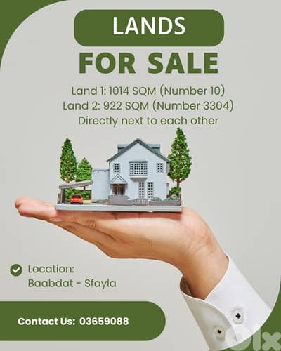2 lands for sale in Baabdat - Sfayla - Total Area: 1936 SQM