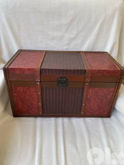 vintage wood & leather chest