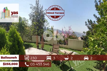 Ballouneh 230m2 | 150m2 Terrace | Mint Condition | Dead End Street |