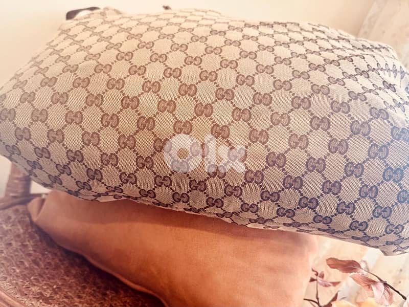 Authentic Gucci Large GG Canvas Bamboo Bar Tote Bag 7