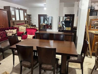 اوضة سفرة توصاية ملبسة قشر سنديان شبه جديدة