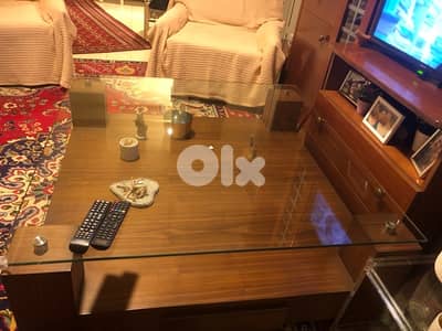 طاولة خشب مع رف قزاز securit