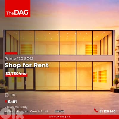 Corner 120 SQM Shop for Rent in Saifi محل للايجار