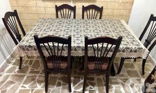 طاولة سفرة خشب مع 6 كراسي – صفقة منيح