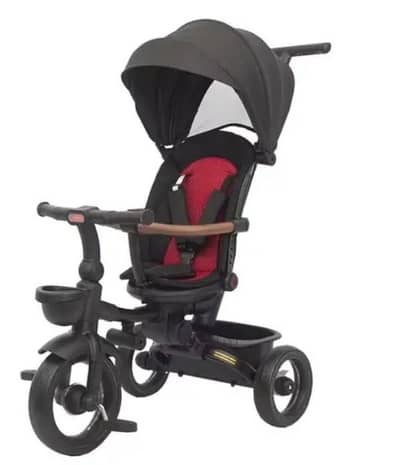 Foldable baby tricycle with parental push hand