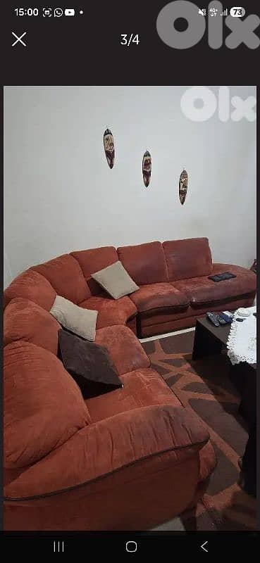 1 big sofa with 2 small sofas, 1 corner sofa, 2 carpets 3