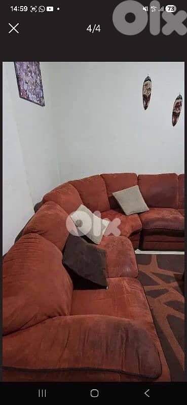 1 big sofa with 2 small sofas, 1 corner sofa, 2 carpets 2