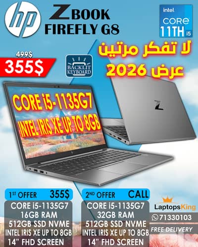 HP ZBOOK FIREFLY 14 G8 CORE i5-1135G7 IRIS XE UP TO 8GB  14” FHD SCREE