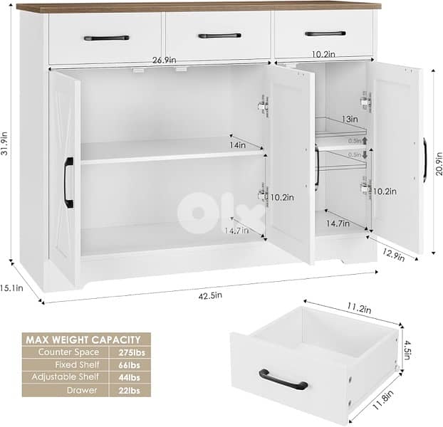 HOSTACK Modern Farmhouse Buffet Sideboard 1