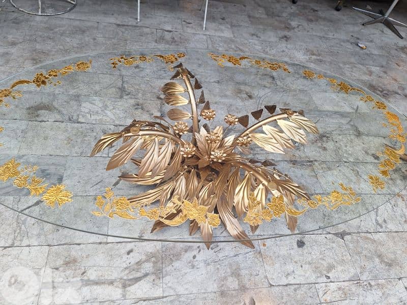 vintage Italian coffee table metal gold leafed 3