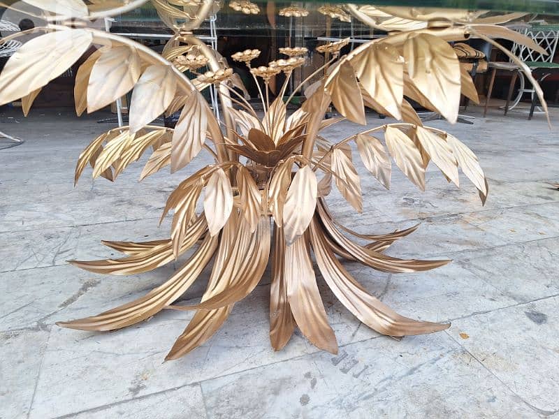 vintage Italian coffee table metal gold leafed 4