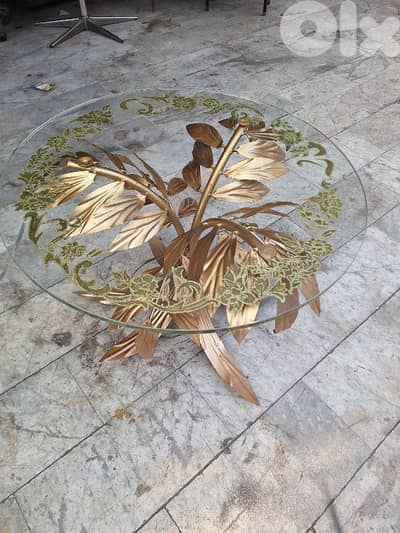 vintage side table metal gold leafed Italy