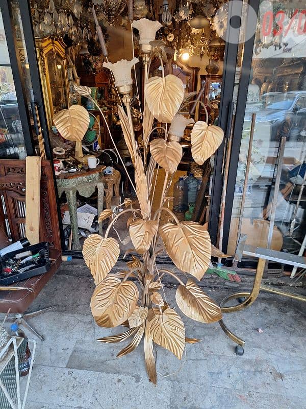 flower lamp Italy metal gold leafed original 2
