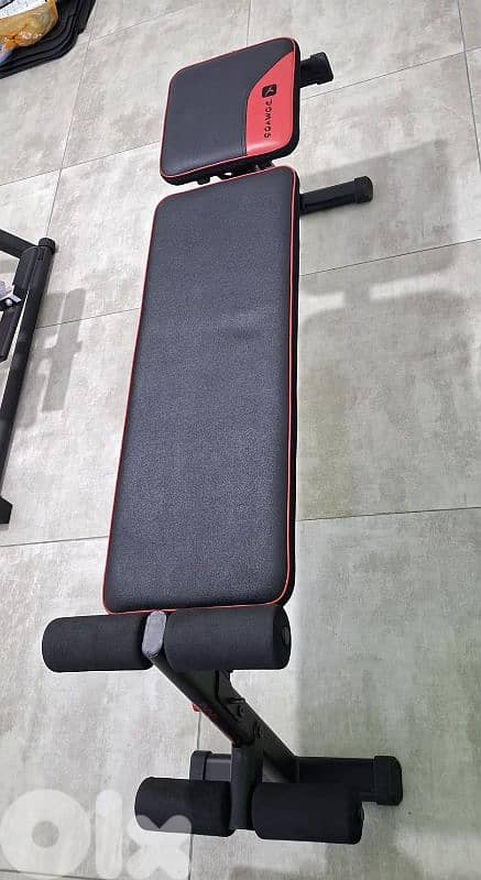 dumbbells + bench domyos 1