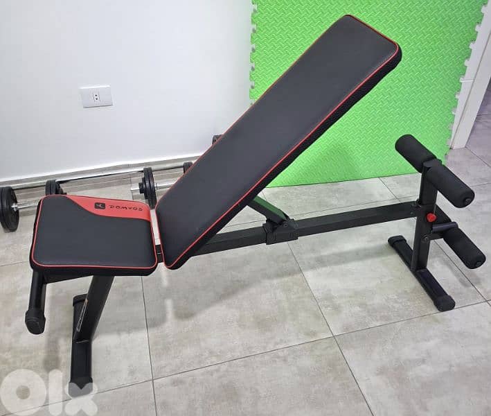 dumbbells + bench domyos 3