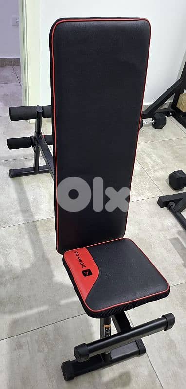 dumbbells + bench domyos 5