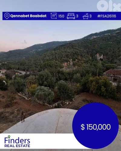 Apartment for sale in Qennabet Baabdat!شقة للبيع في قنابت بعبدات!