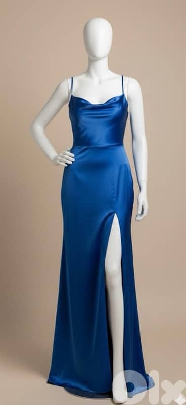 Elegant Long Blue Dress – Size S/M