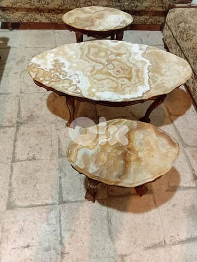 طقم طاولات خشب زان وجوه رخام