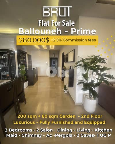 luxurious Furnished Apartment in Ballouneh 200 sqm +60 sqm Garden