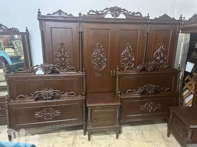 اوضة نوم تختين خشب زان انتيك