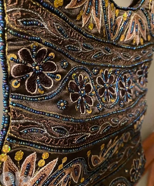 Brown beaded evening purse 3