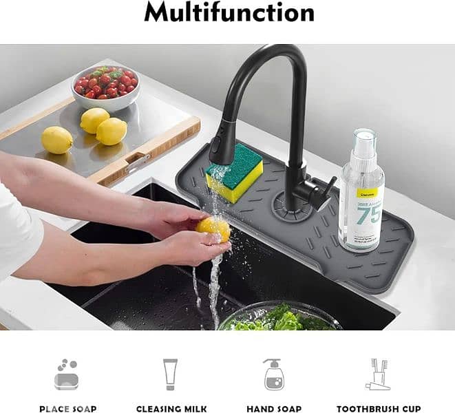 Foldable Silicone Kitchen Faucet Mat Splash-proof Faucet Drain Mat 1