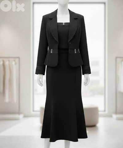 طقم رسمي أنيق باللون الأسود (٣ قطع) – حالة ممتازة