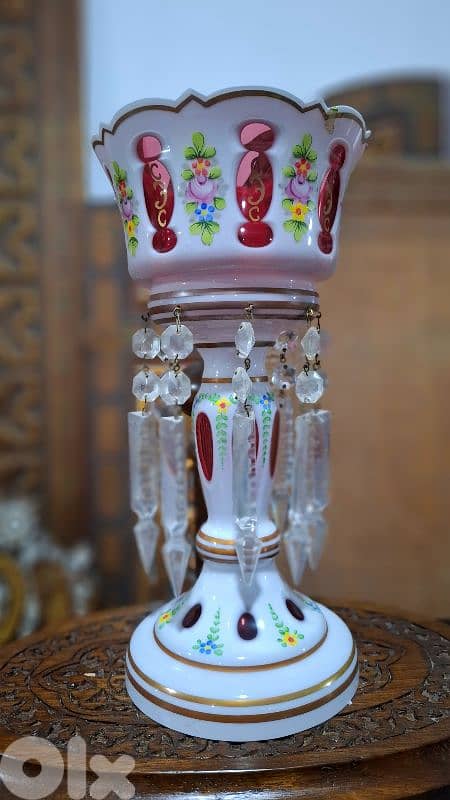 Rare 19th-Century Bohemian Ruby-Overlay Mantle Lustre 2