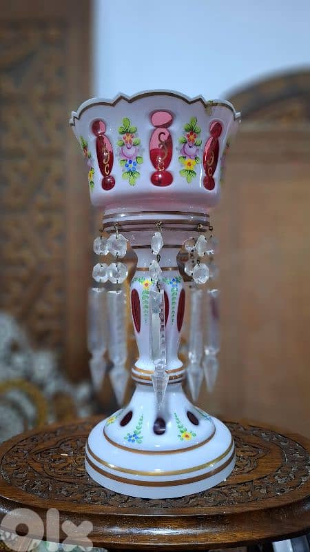 Rare 19th-Century Bohemian Ruby-Overlay Mantle Lustre 3