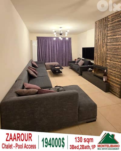 130 sqm Chalet For Sale in Zaarour with Pool & Gym Access