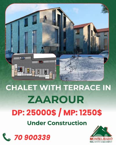 75 sqm Chalet For Sale in Zaarour with Terrace + Installment Plan