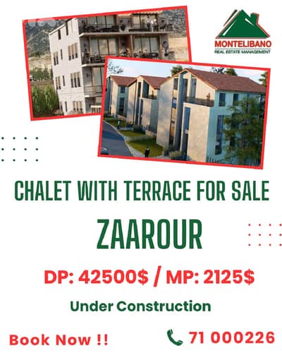 100 sqm Chalet For Sale in Zaarour with Terrace + Installment Plan
