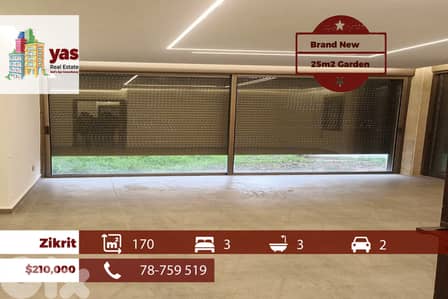 Zikrit 170m2 | 25m2 Garden | Brand New | View | Calm Street | PM