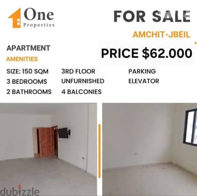 APARTMENT for SALE, in AMCHIT/JBEIL, WITH AN OPEN SEA VIEW