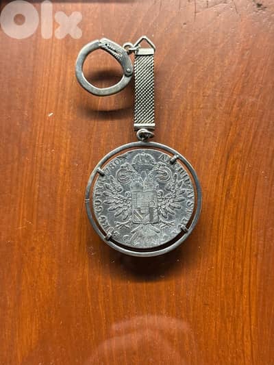 Rare Antique Silver Coin Keychain – Maria Theresa Thaler