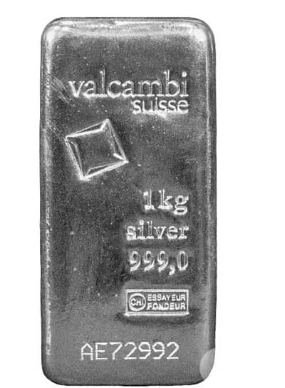1 Kilogram VALCAMBI SILVER BAR 0.999 Purity