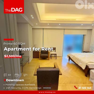 Prime 60 SQM Apartment for Rent in Beirut Downtown شقة للإيجار