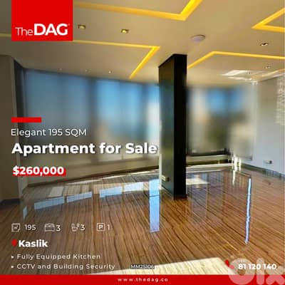 Elegant 195 SQM Apartment for Sale in Kaslik شقة للبيع