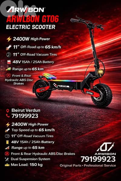 ELECTRIC SCOOTER ORGINAL ARWLBON 2400W GT06