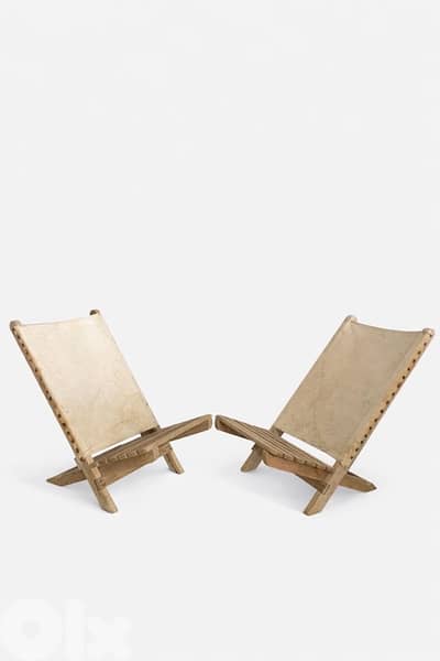 Vintage Low Wooden Chairs – Boho & Minimal Style (2 pcs)