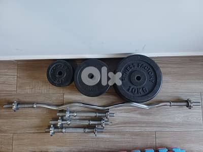 Adjustable Bench+70kg Weights+4 Axes+2 Puzzle Mat Gym Flooring 1mx1m