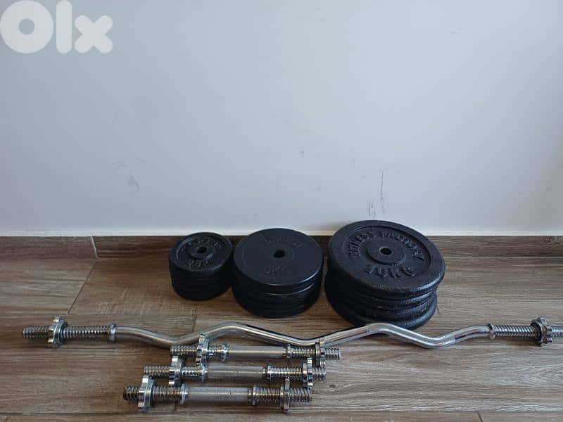 Adjustable Bench+70kg Weights+4 Axes+2 Puzzle Mat Gym Flooring 1mx1m 2